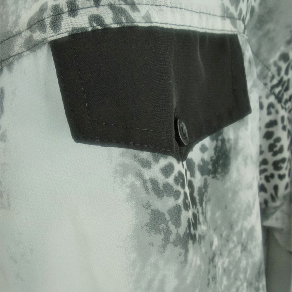 Vanity Sheer Leopard Print Button Down Blouse - Picture 4 of 8